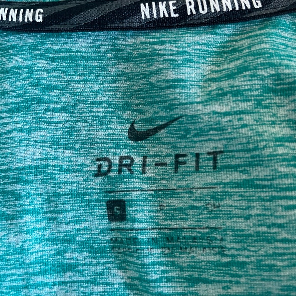 Nike Dri Fit Womens Teal Heathered Quarter Zip Running Top Thumbholes Size S - Picture 5 of 7
